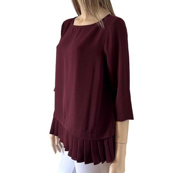 J. Jill Blouse Top Shirt Tunic Pinot Colour Versatile ¾ Sleeve Pleated Flounce - Picture 4 of 11